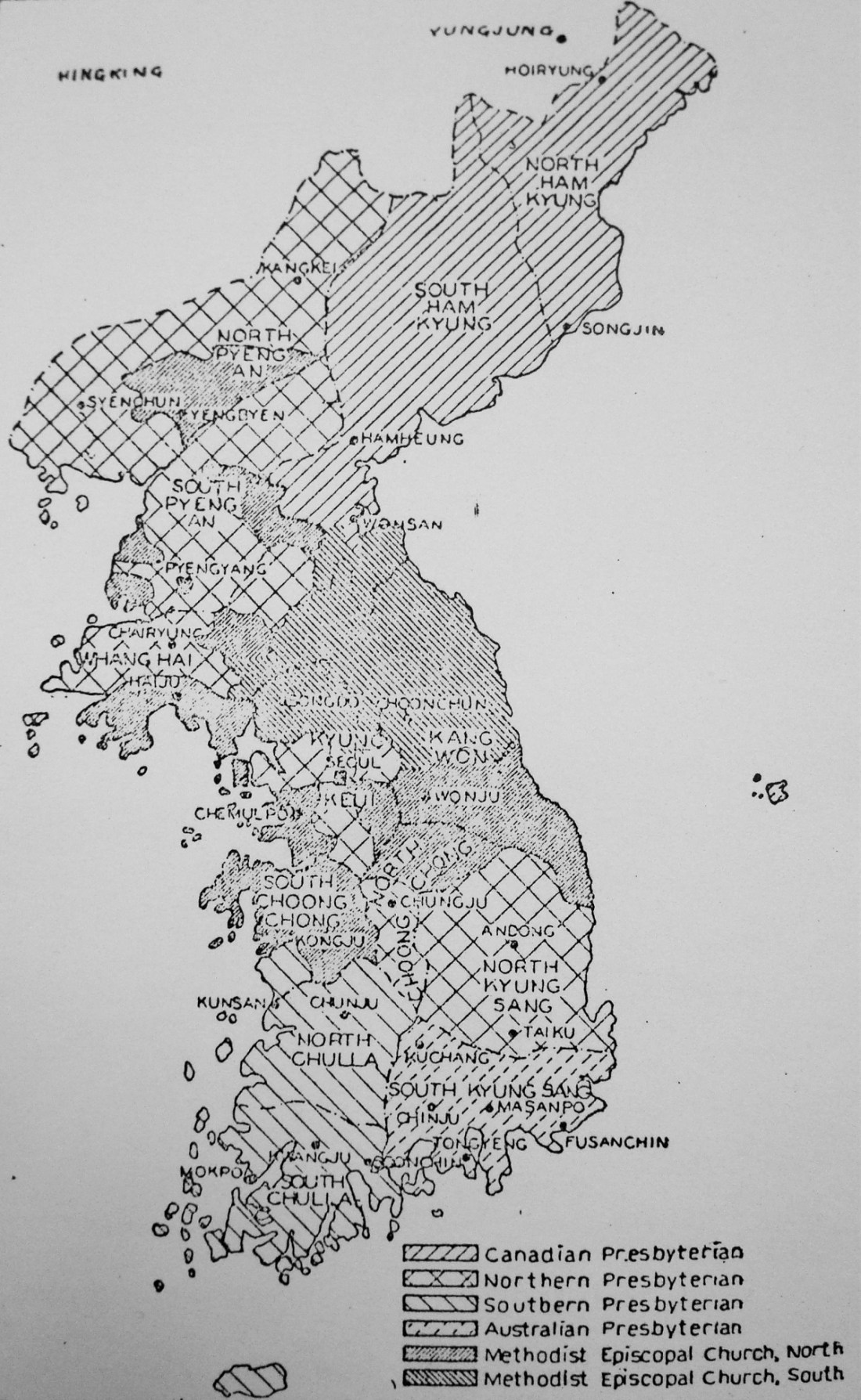 Denomination Map Black and White